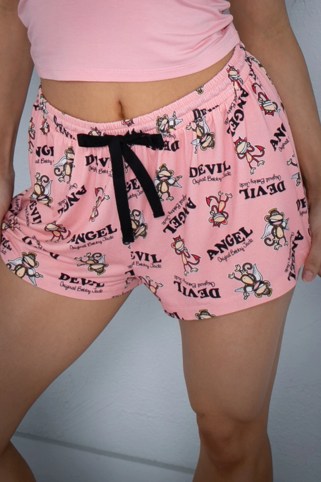 Angel Or Devil - Bobby Jack Allover Pajama Shorts - Pink - Image 3