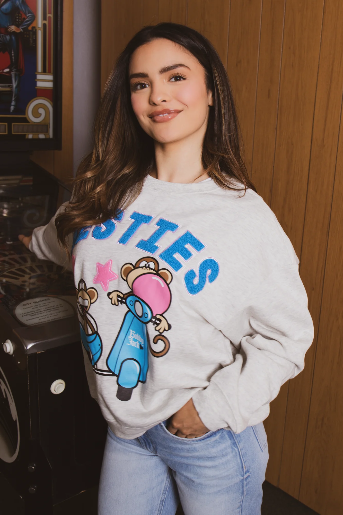 Besties - Bobby Jack Oversized Premium Sweatshirt - Heather Grey - Image 3