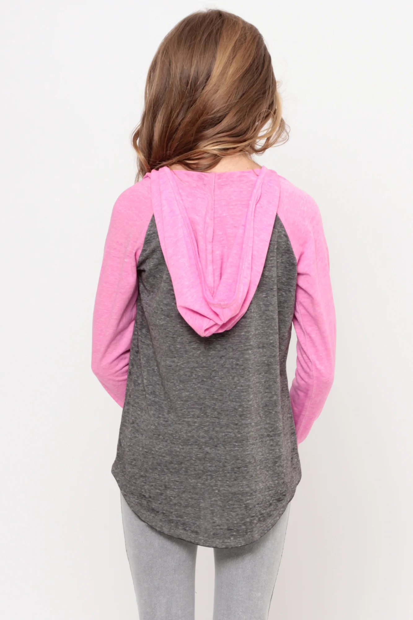 Don't Forget To Smile | Hooded Baseball Top - Charcoal - Image 3