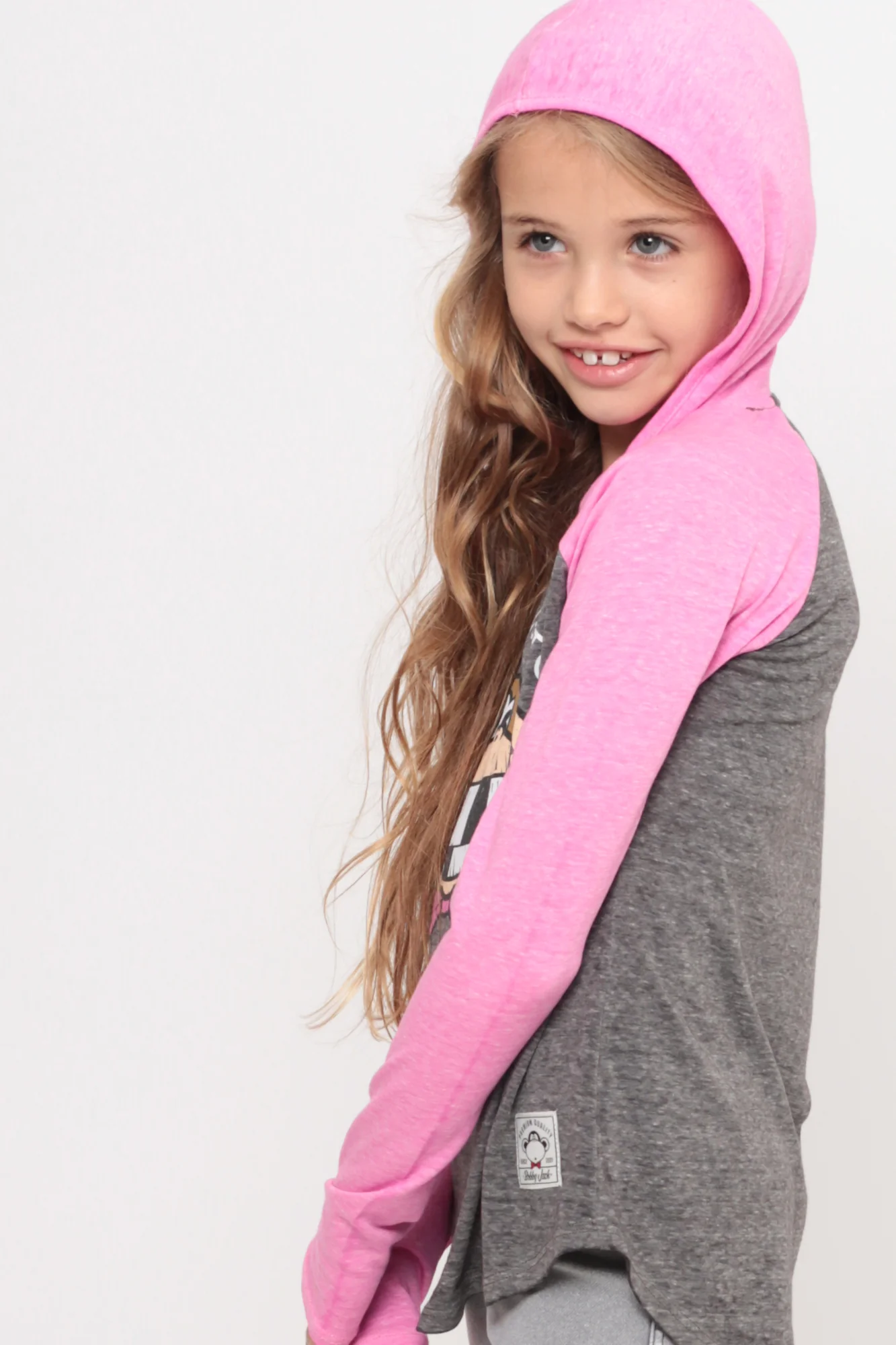 Don't Forget To Smile | Hooded Baseball Top - Charcoal - Image 5