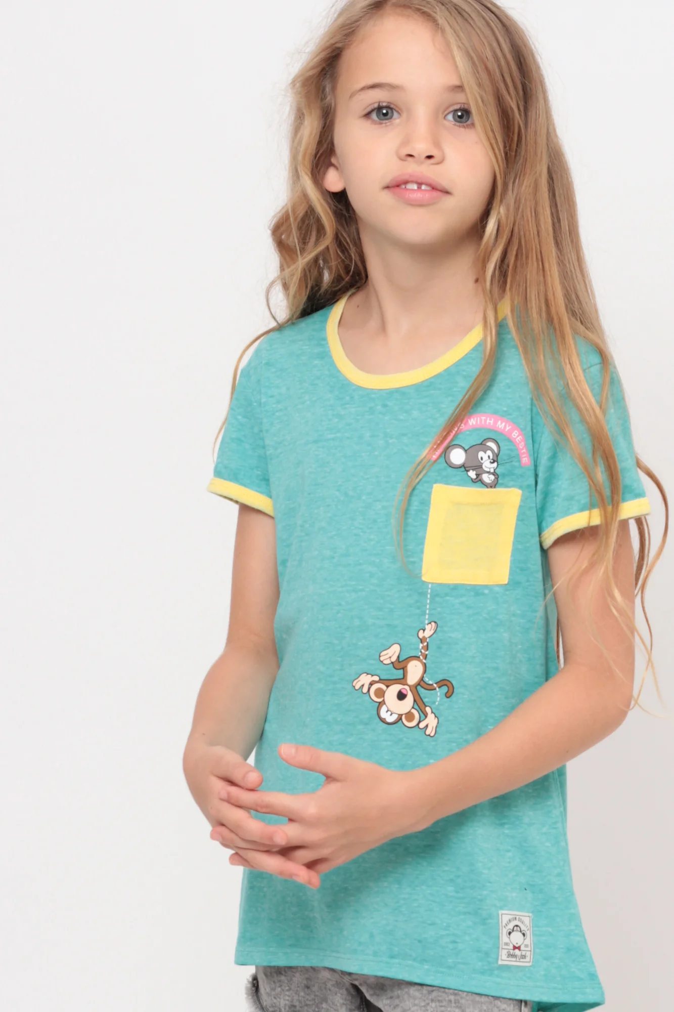 Hangin' With My Bestie | Pocket Ringer Top - Aqua - Image 5