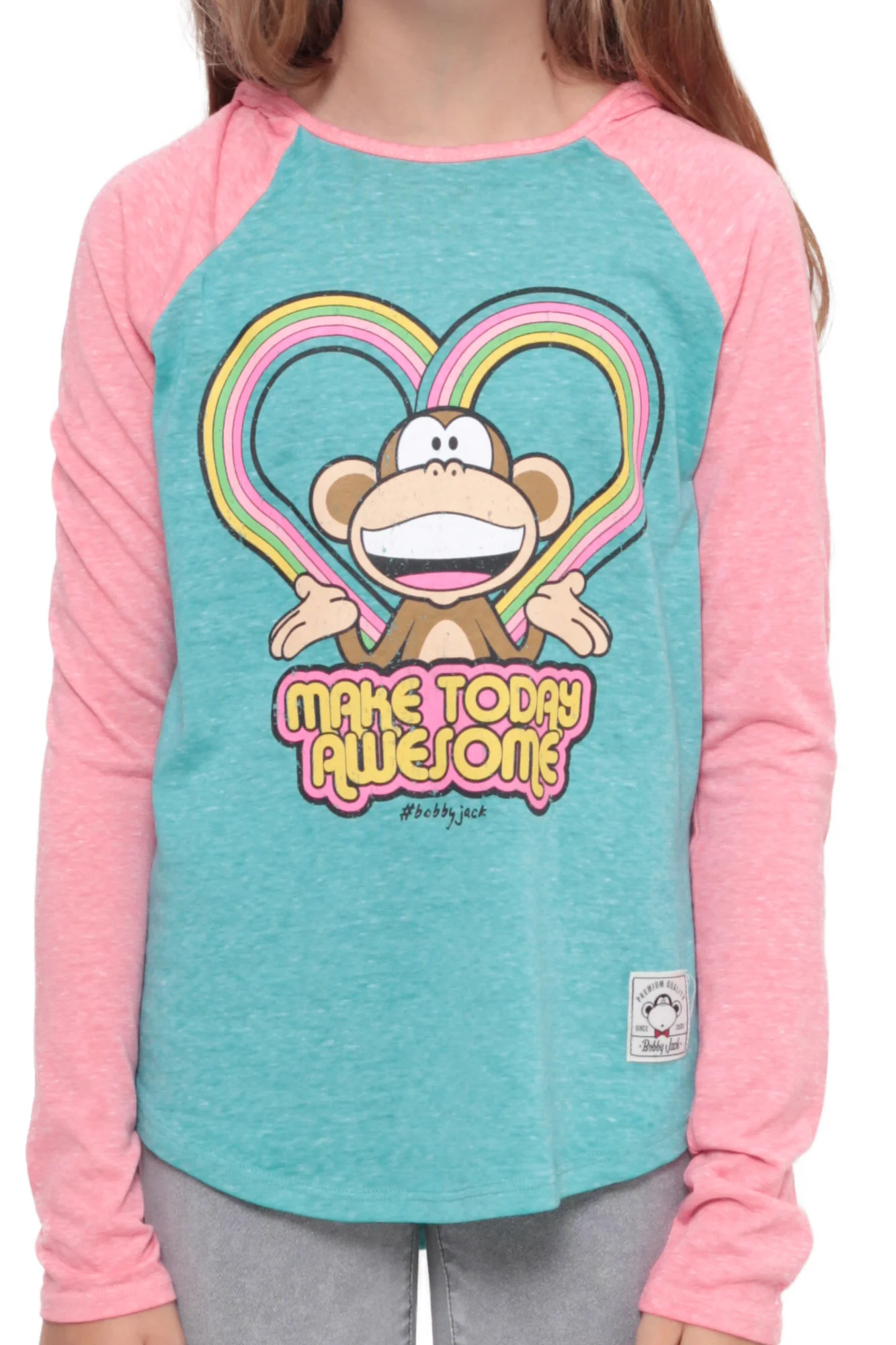Make Today Awesome | Hooded Baseball Top - Aqua - Image 2