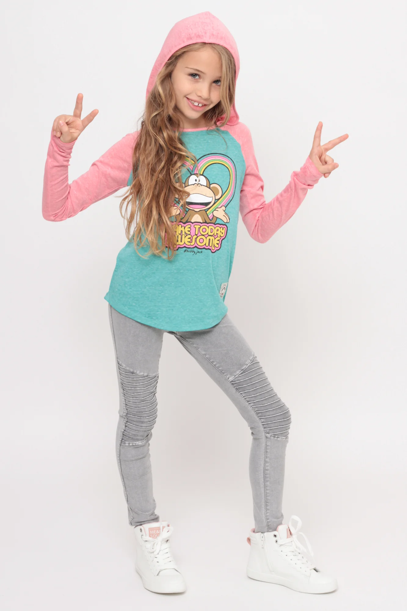 Make Today Awesome | Hooded Baseball Top - Aqua - Image 4
