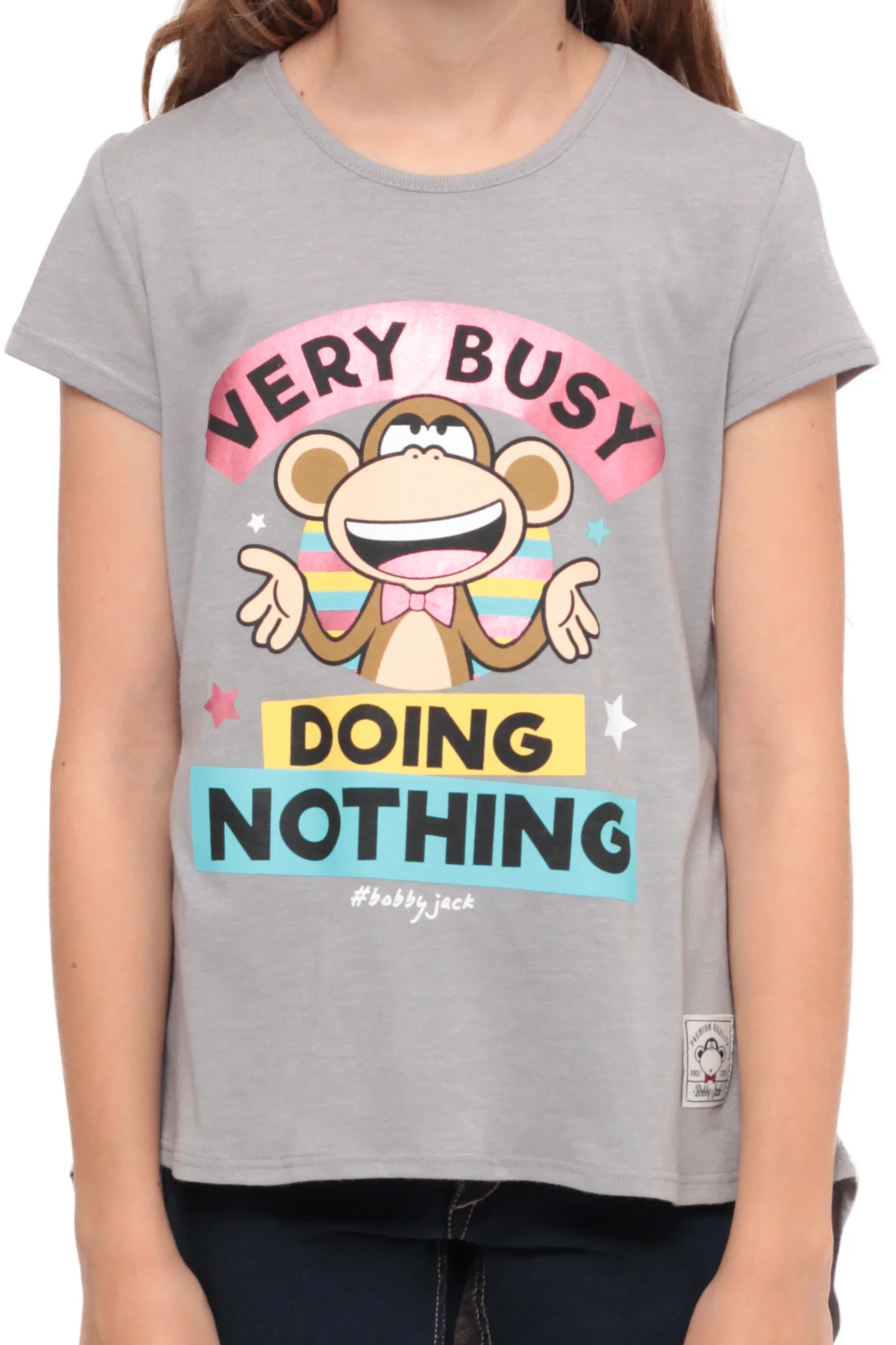 Very Busy Doing Nothing | Hi-Low Ruffle Back Top - Gray - Image 2