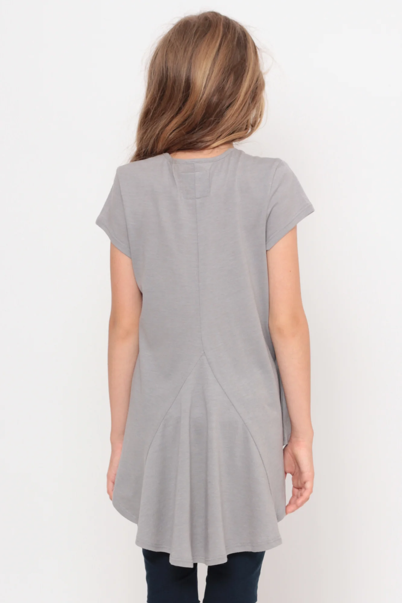 Very Busy Doing Nothing | Hi-Low Ruffle Back Top - Gray - Image 3