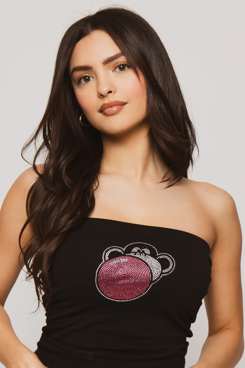Bubble Head - Bobby Jack Rhinestone Tube Top - Black - Image 2
