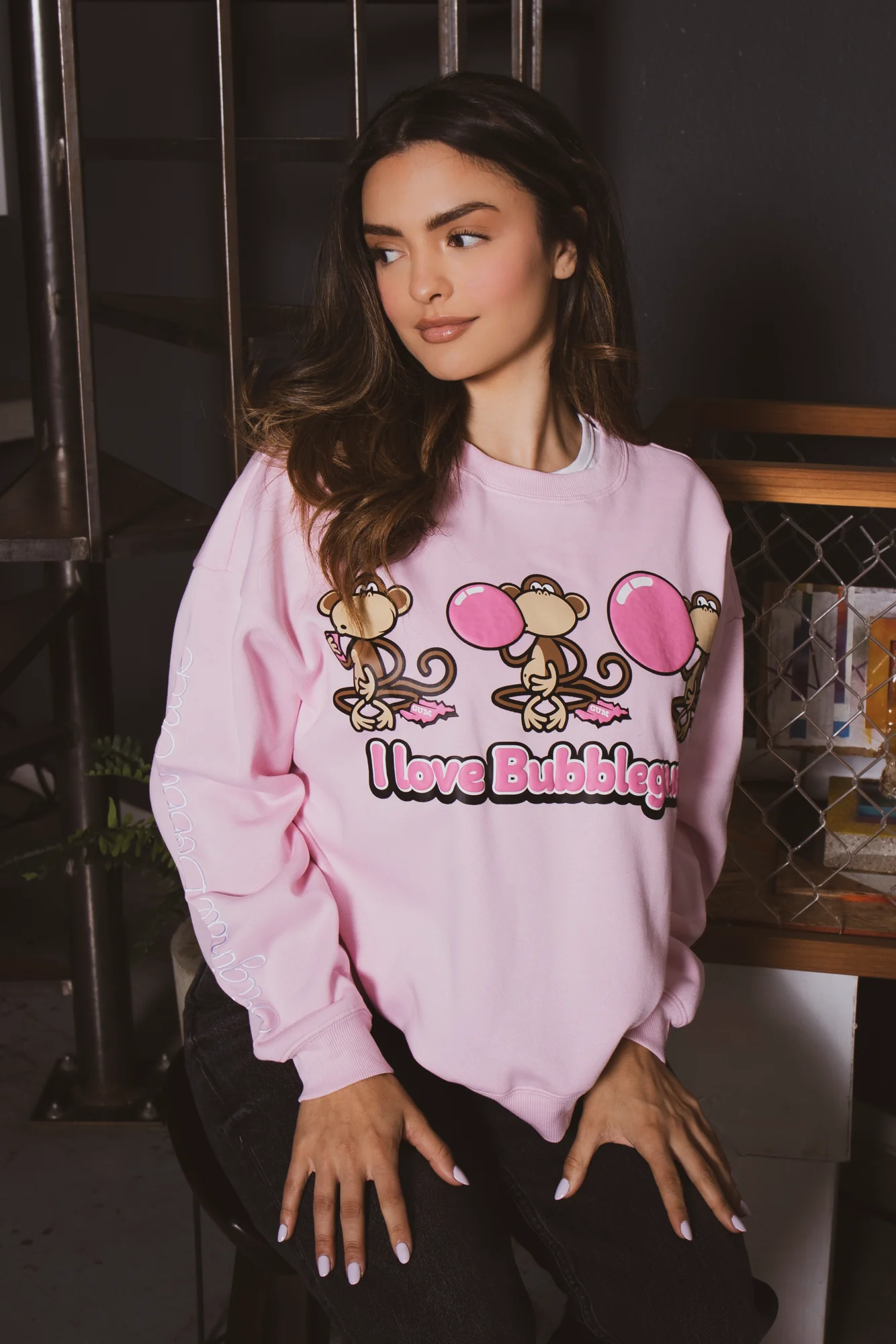 Bubblegum - Bobby Jack Oversized Premium Sweatshirt - Pink - Image 2