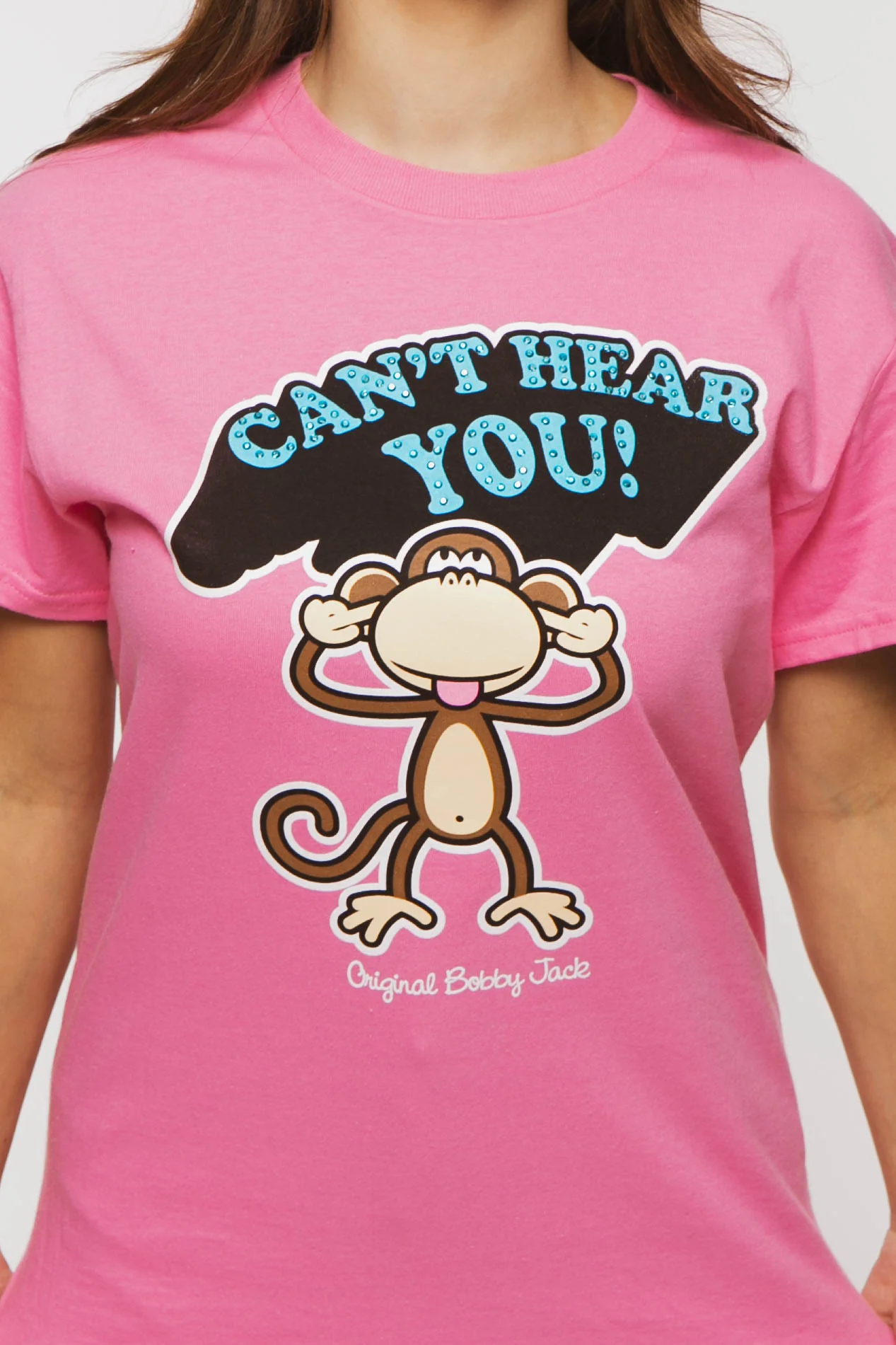 Can't Hear You - Bobby Jack Boyfriend Rhinestone T-Shirt -Pink - Image 9