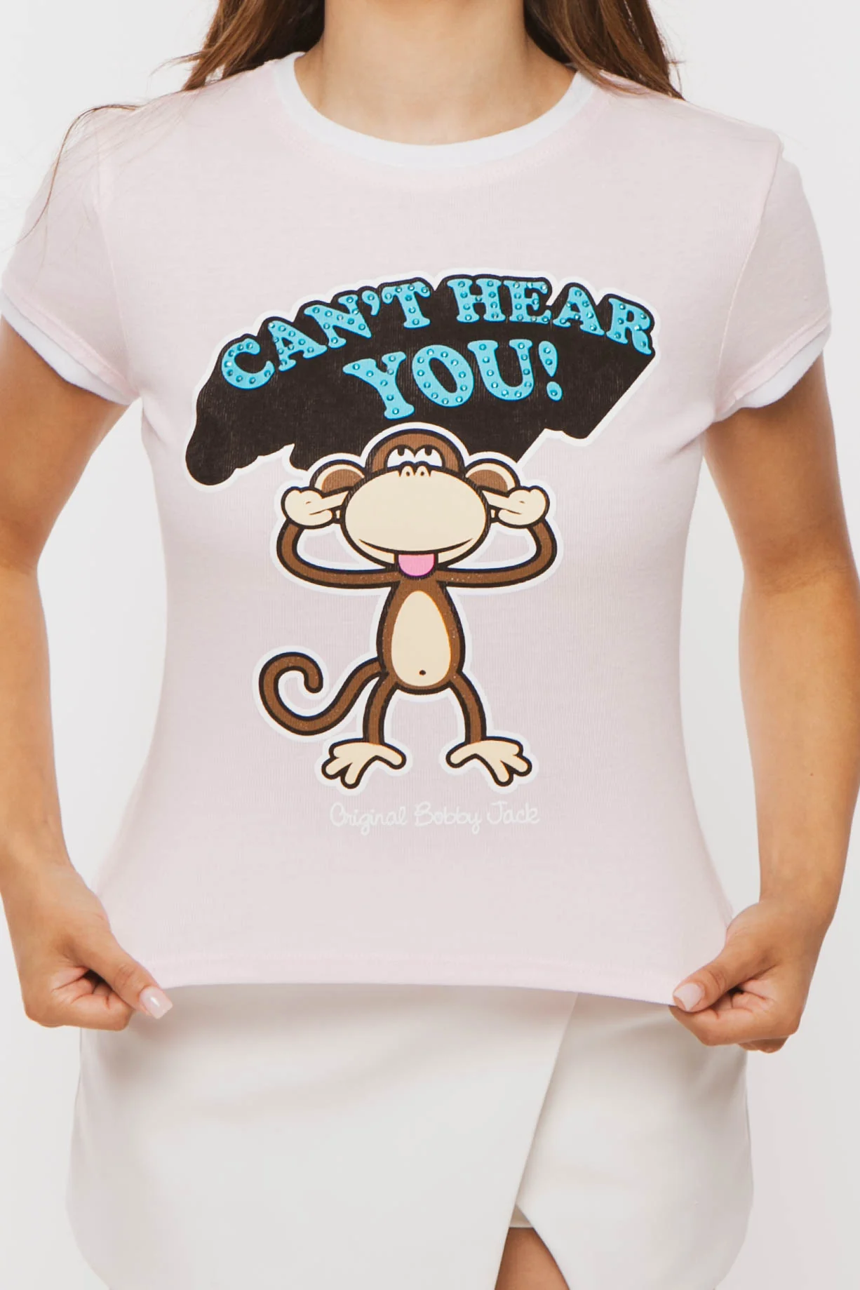 Can't Hear You - Bobby Jack Rhinestone Ringer Top -Pink - Image 4