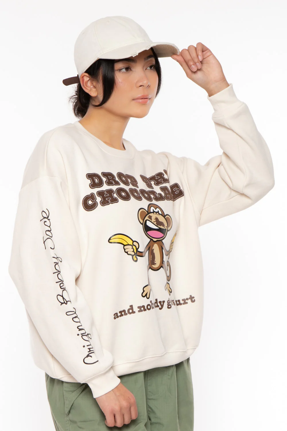 Chocolate - Bobby Jack Oversized Premium Sweatshirt - Ivory - Image 11