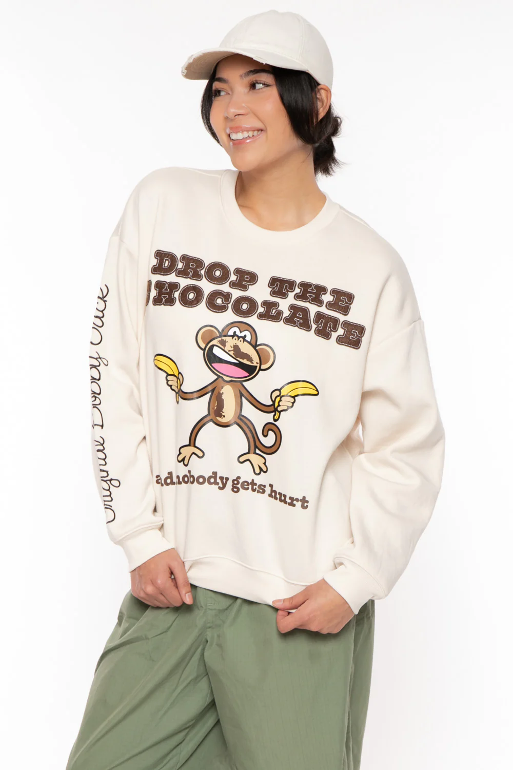 Chocolate - Bobby Jack Oversized Premium Sweatshirt - Ivory - Image 15