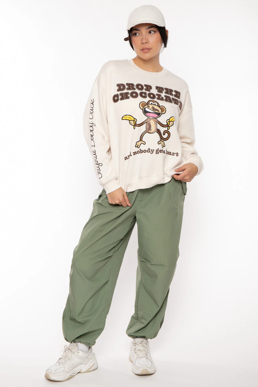Chocolate - Bobby Jack Oversized Premium Sweatshirt - Ivory - Image 8