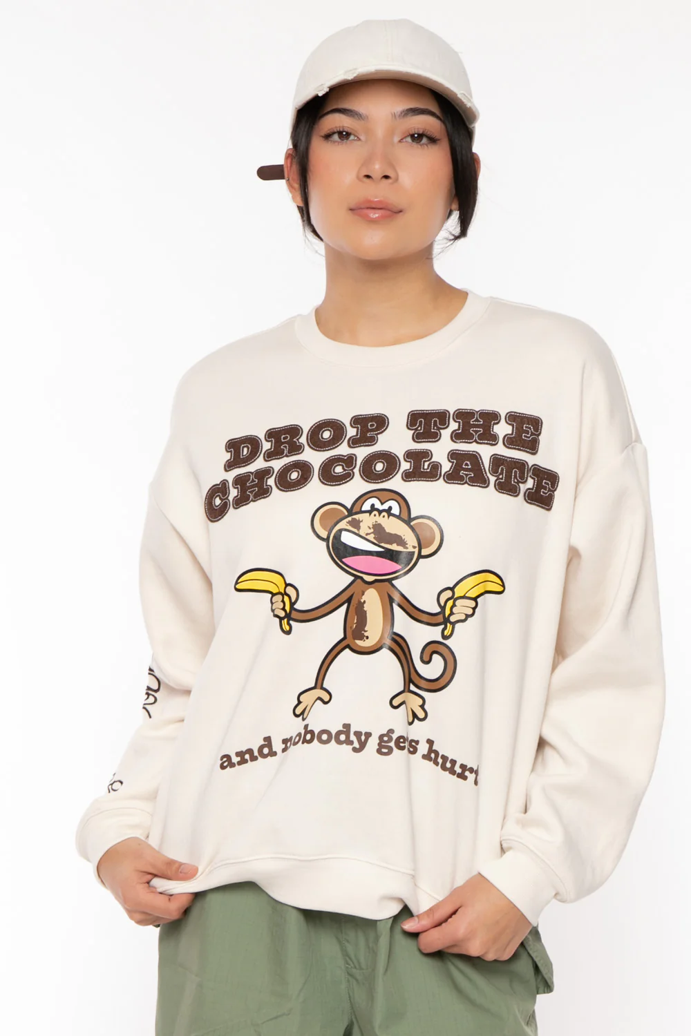 Chocolate - Bobby Jack Oversized Premium Sweatshirt - Ivory - Image 9