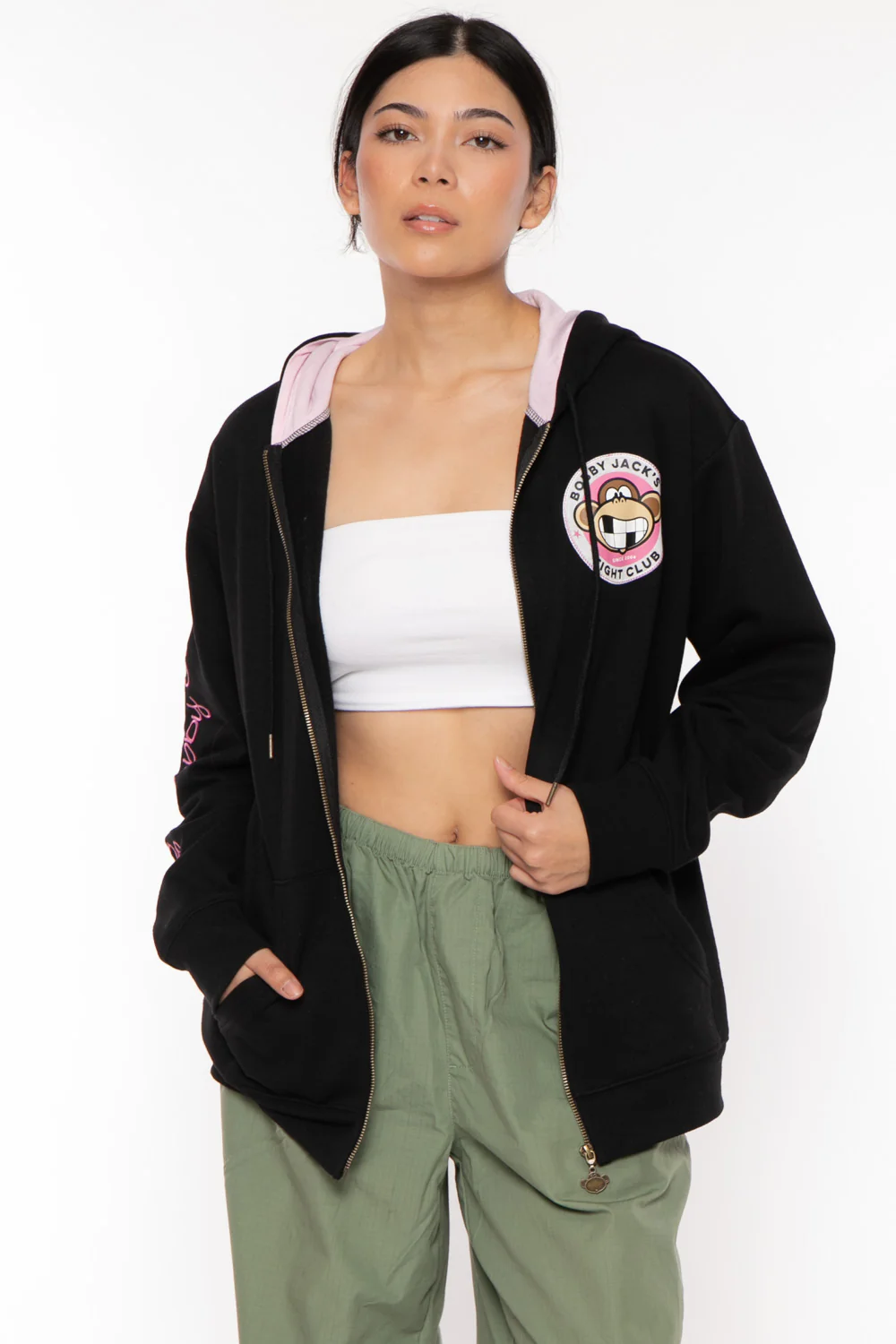 Fight Club - Bobby Jack Oversized Premium Zip Hoodie - Black - Image 8
