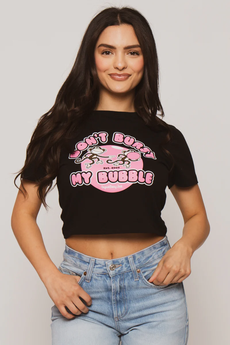 Don't Burst- Bobby Jack Baby Tee - Black - Image 4