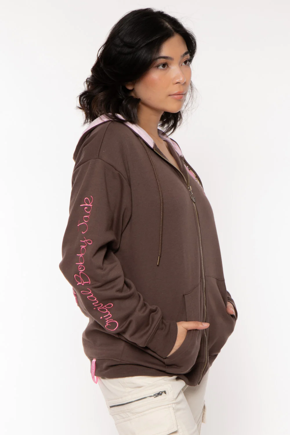 Don't Burst - Bobby Jack Oversized Premium Zip Hoodie - Brown - Image 13