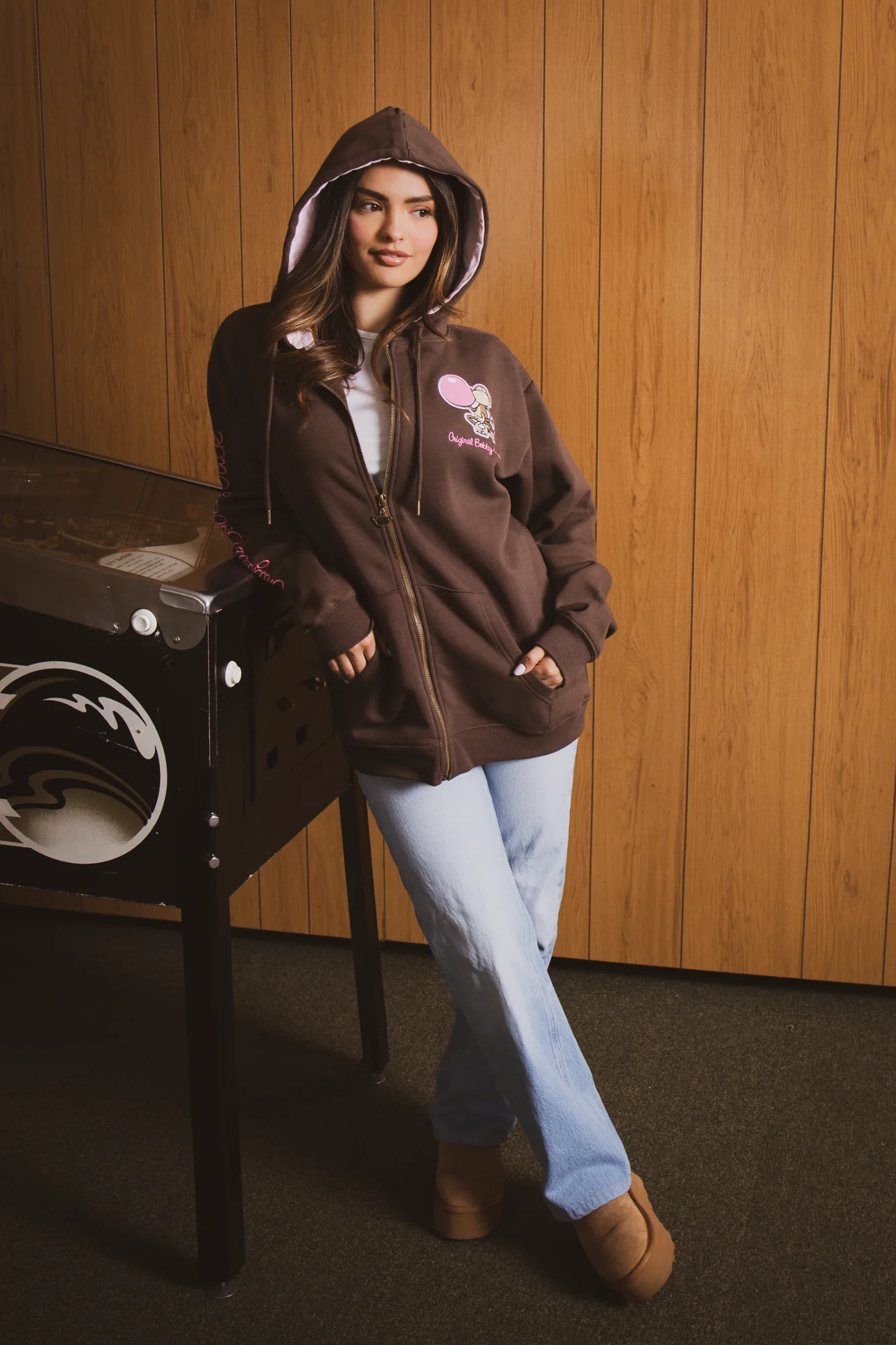 Don't Burst - Bobby Jack Oversized Premium Zip Hoodie - Brown - Image 2