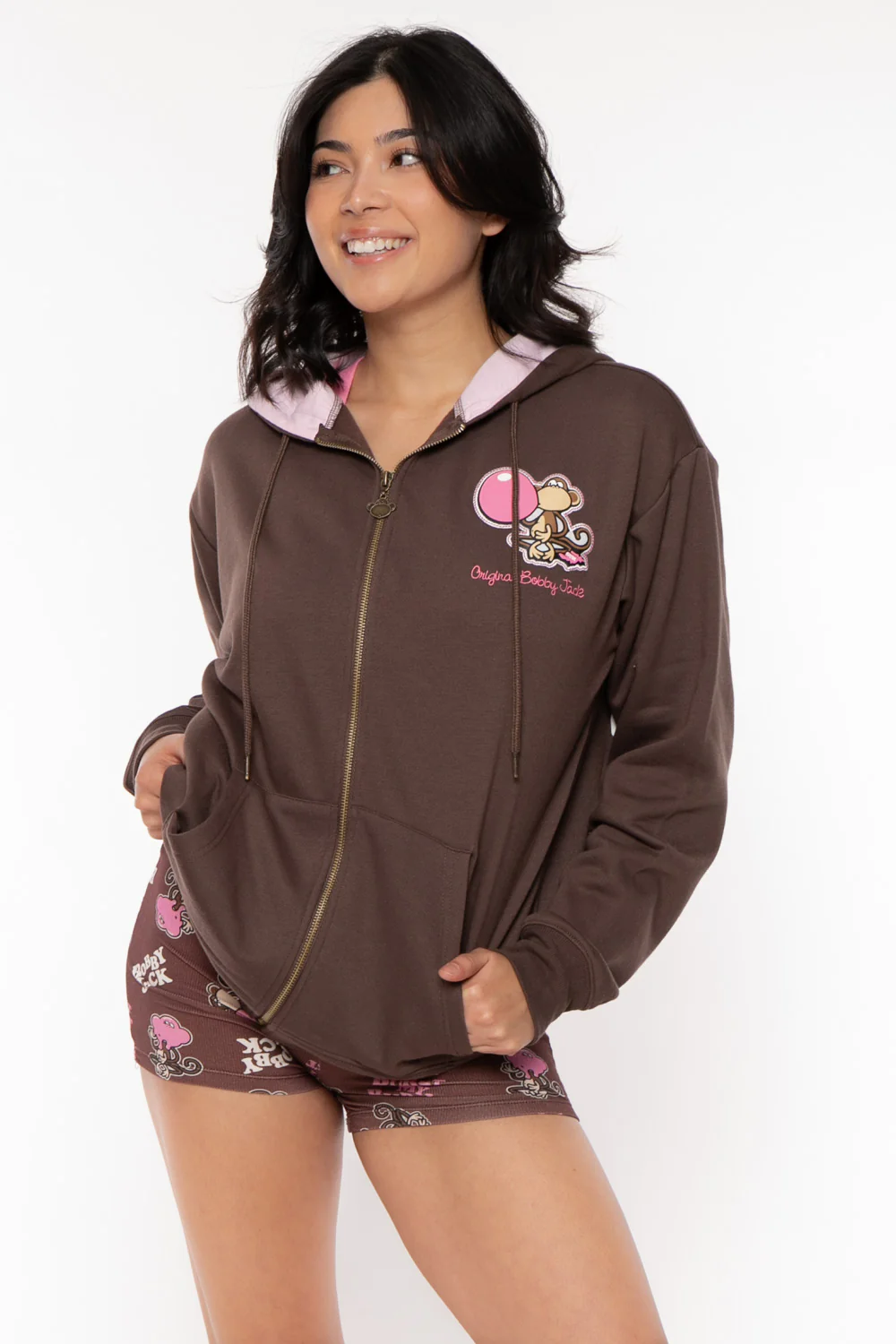 Don't Burst - Bobby Jack Oversized Premium Zip Hoodie - Brown - Image 6