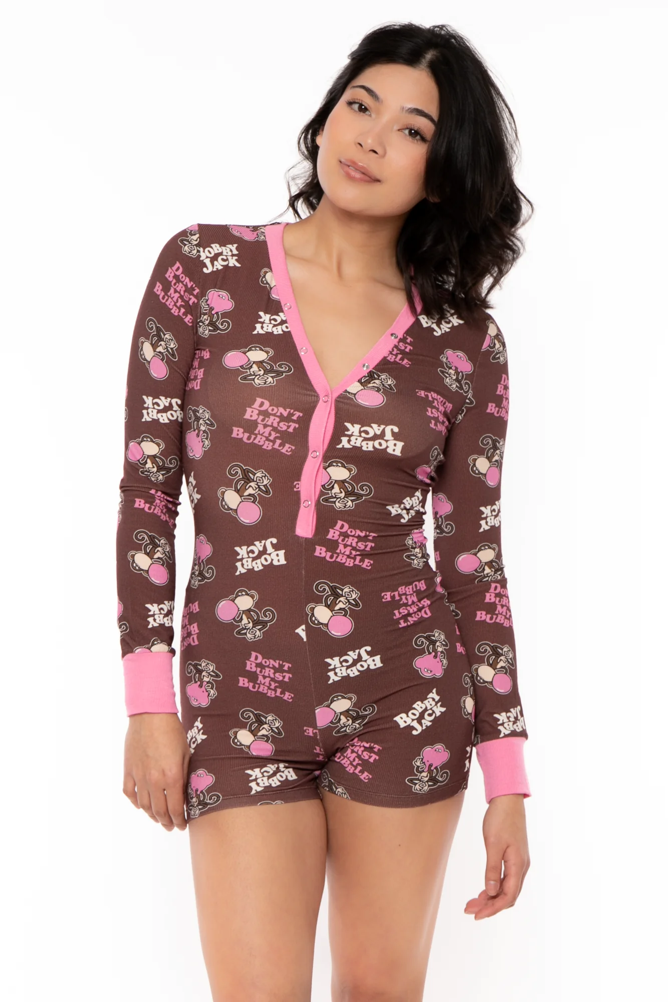 Don't Burst My Bubble - Bobby Jack Pajama Onesie - Brown - Image 3