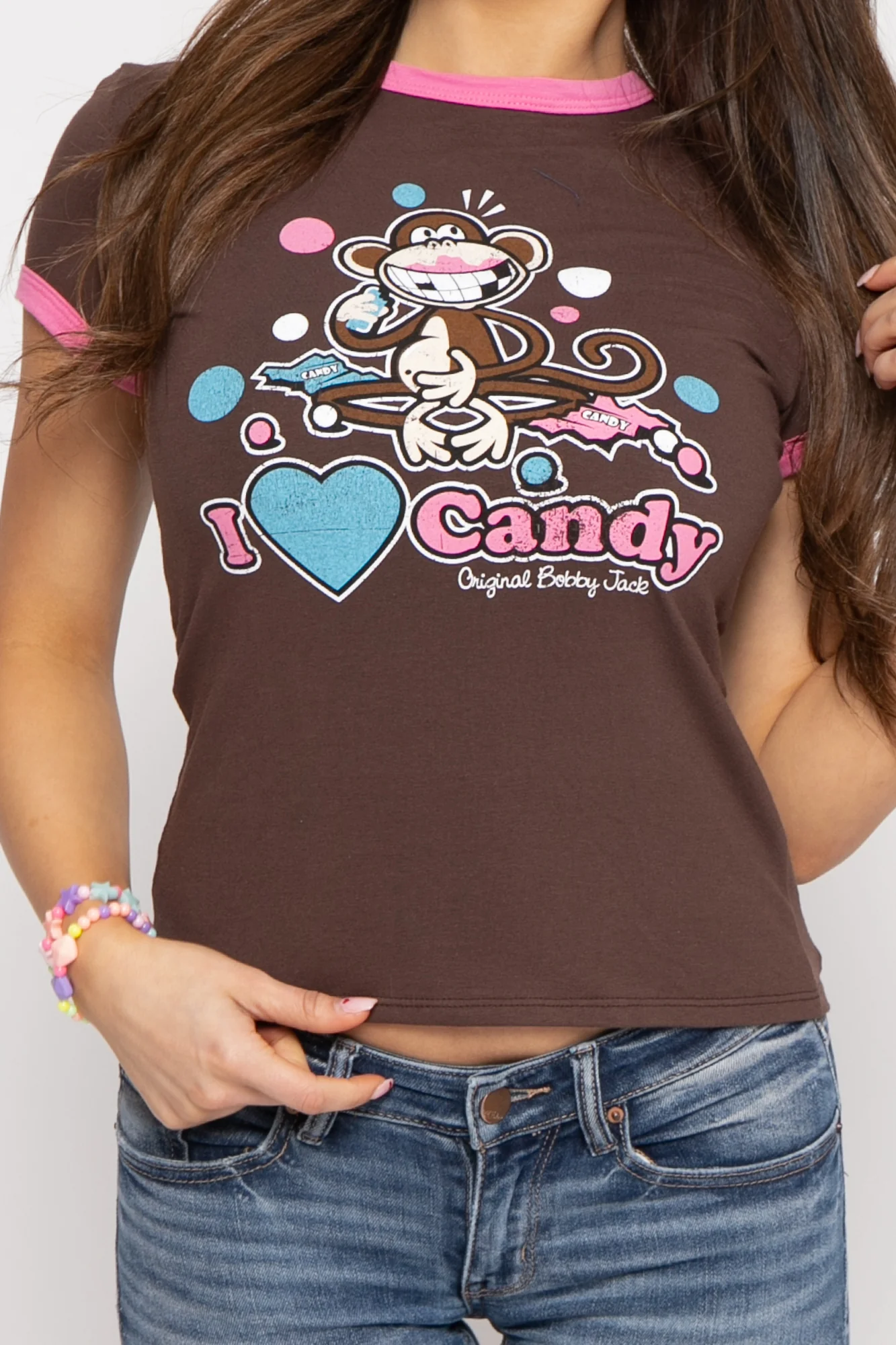 I Love Candy - Bobby Jack Ringer Top - Brown - Image 4
