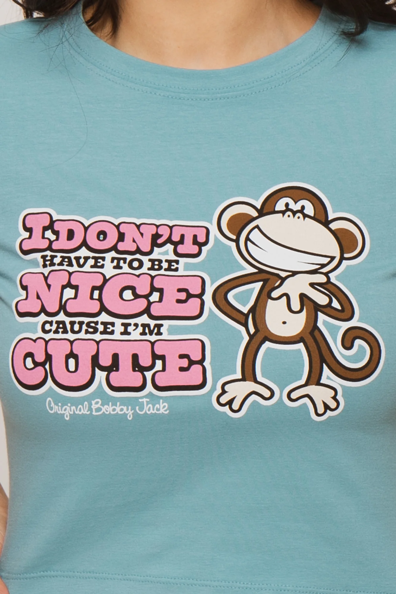 I'm Cute- Bobby Jack Baby Tee - Teal - Image 2
