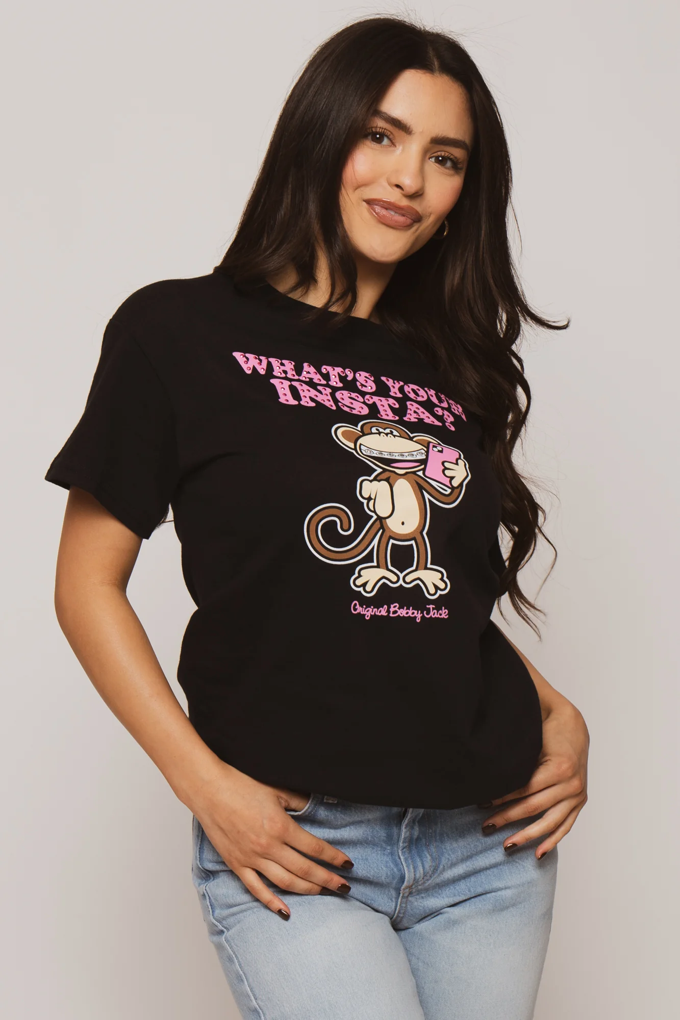Instagram - Bobby Jack Boyfriend Rhinestone T-Shirt -Black - Image 3
