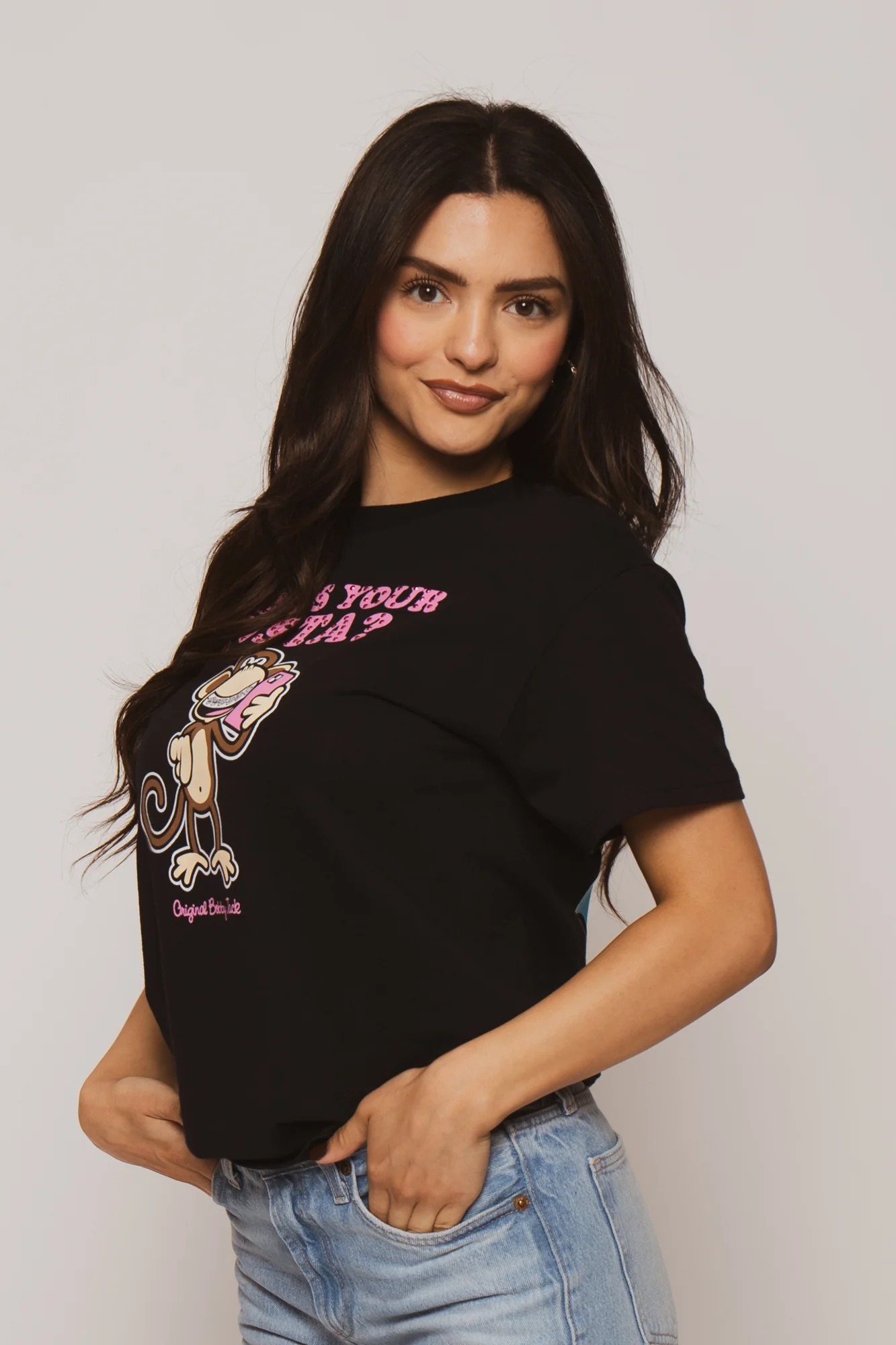 Instagram - Bobby Jack Boyfriend Rhinestone T-Shirt -Black - Image 4