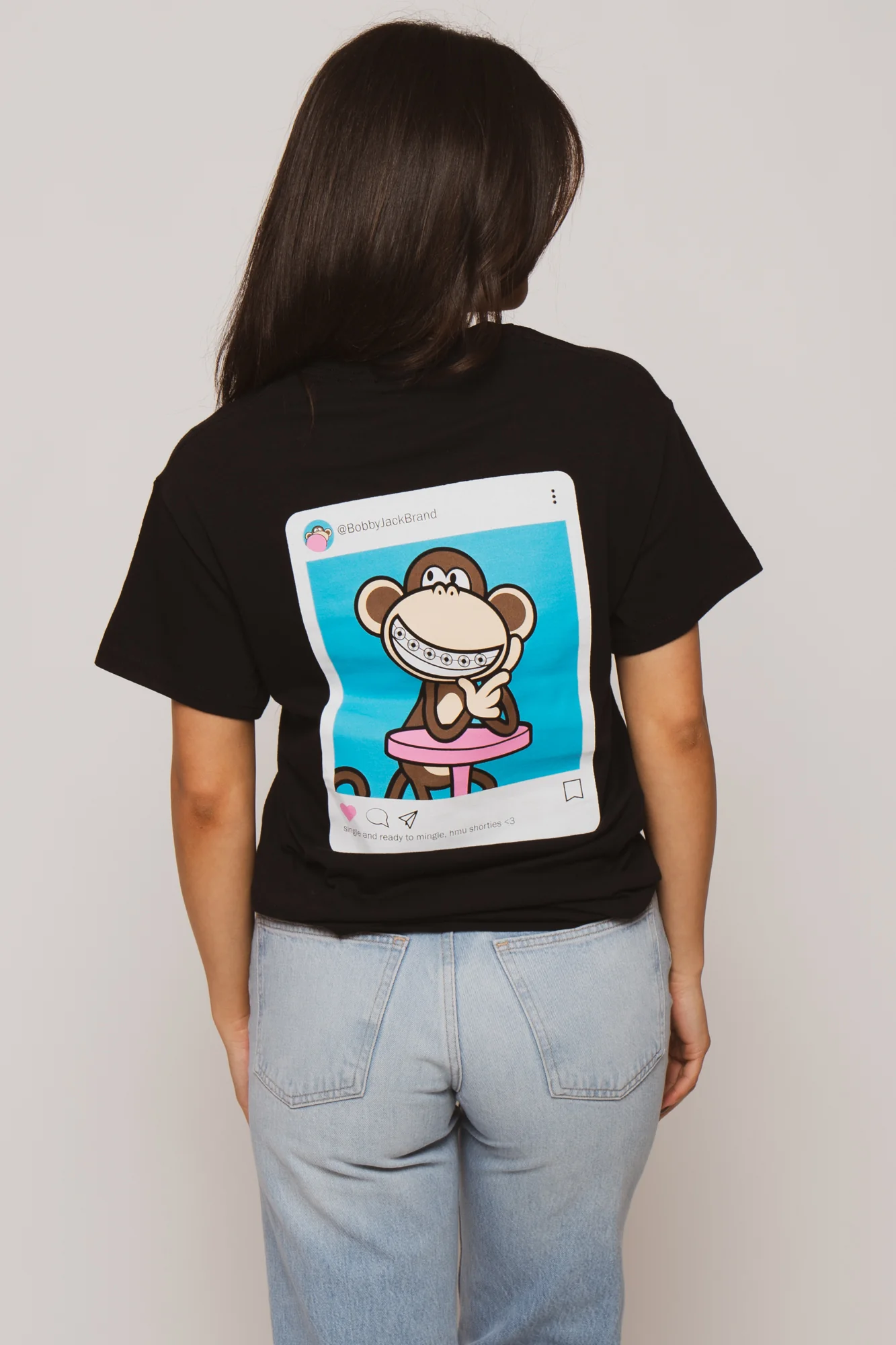 Instagram - Bobby Jack Boyfriend Rhinestone T-Shirt -Black - Image 6
