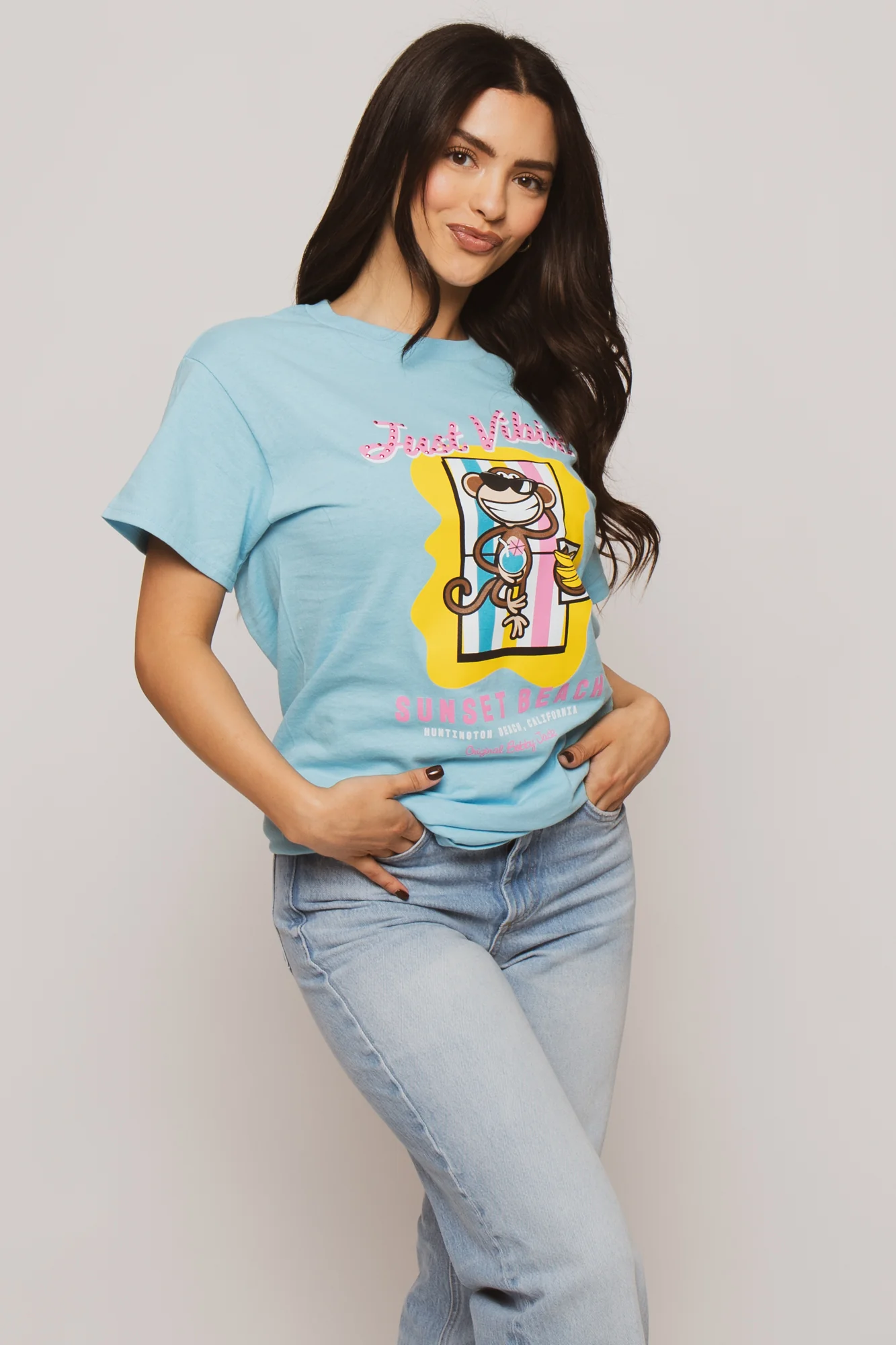 Just Vibin - Bobby Jack Boyfriend Rhinestone T-Shirt -Blue - Image 2