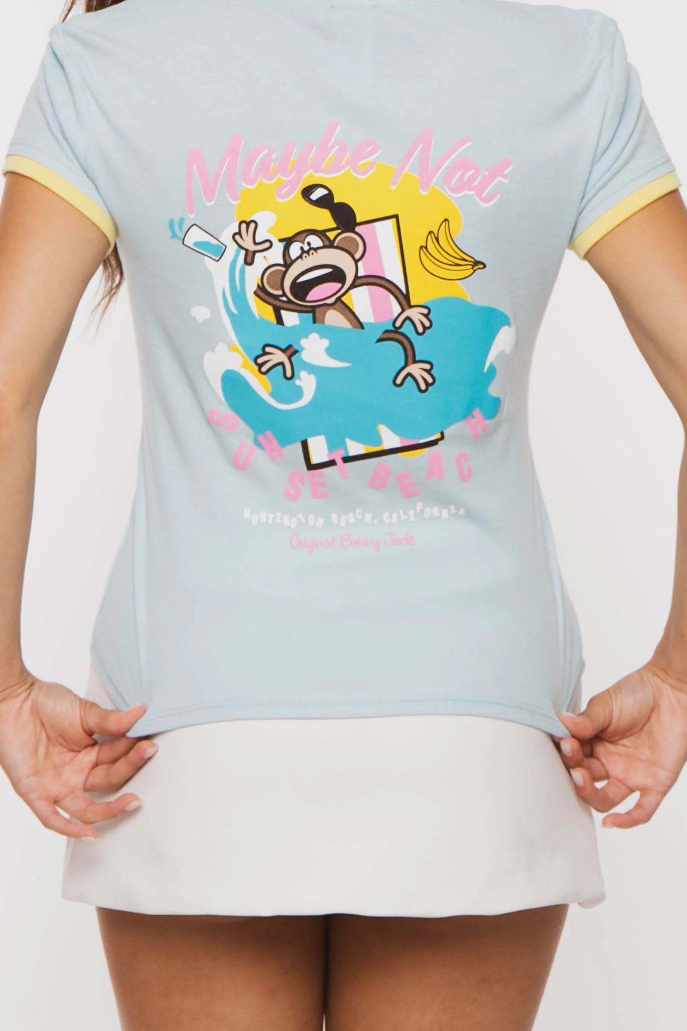 Just Vibin - Bobby Jack Rhinestone Ringer Top - Blue - Image 5