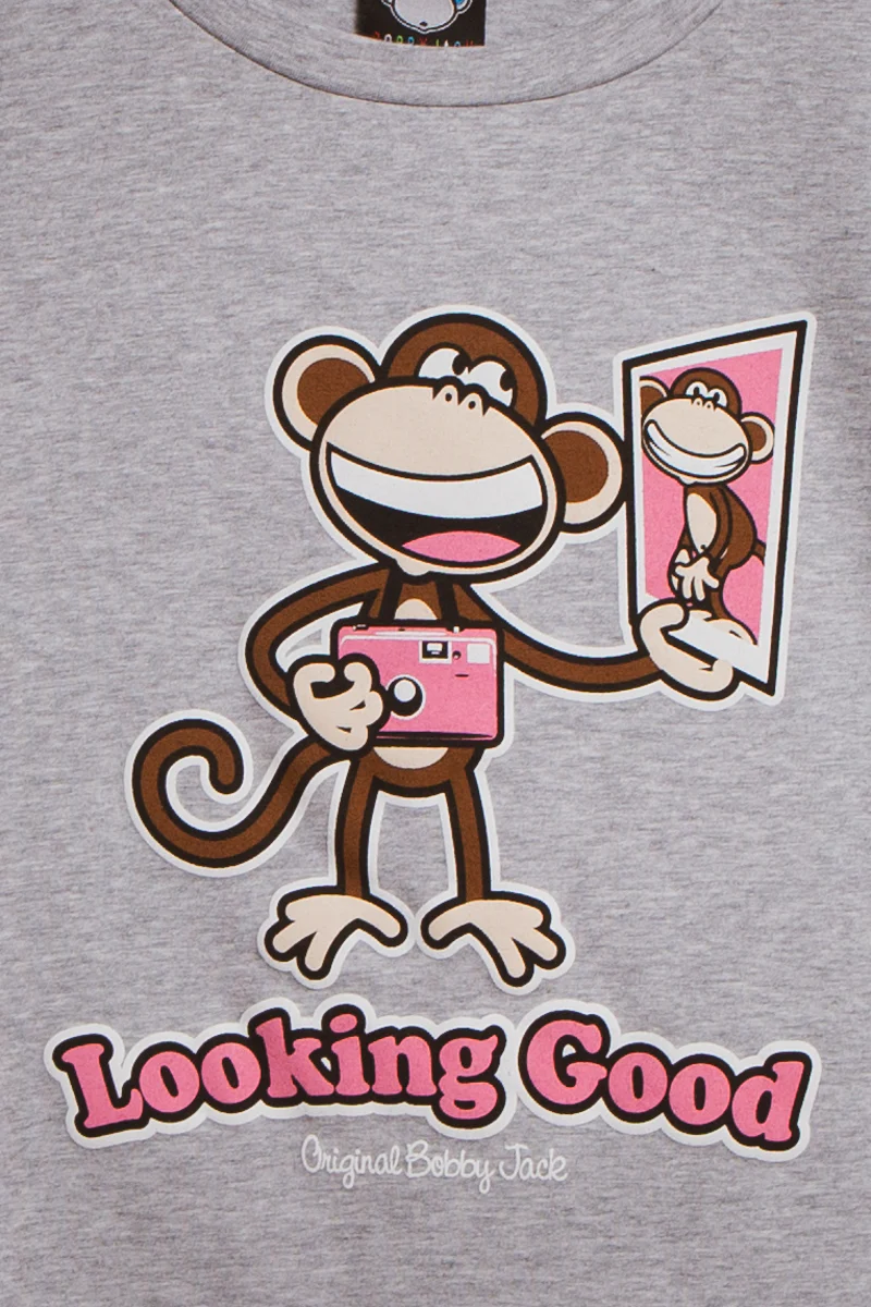 Looking Good- Bobby Jack Baby Tee - Heather Grey - Image 3
