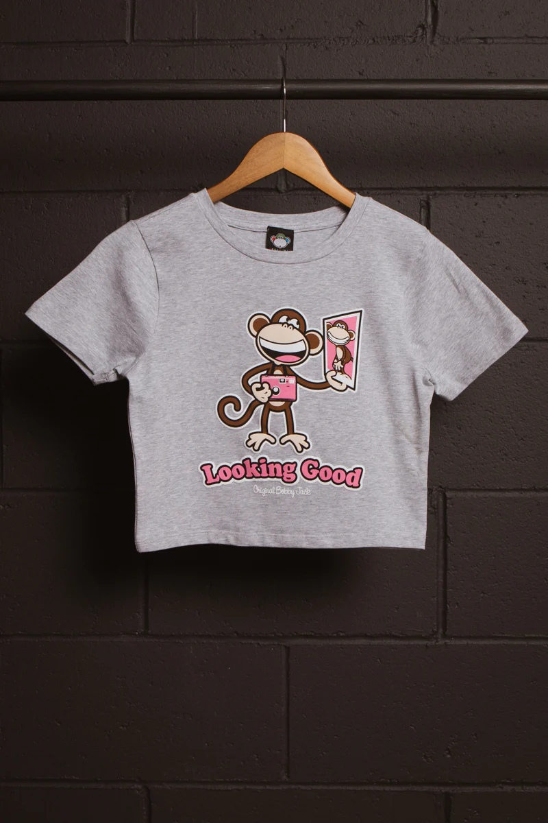 Looking Good- Bobby Jack Baby Tee - Heather Grey - Image 7