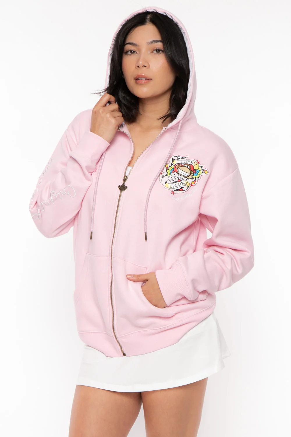 Lucky - Bobby Jack Oversized Premium Zip Hoodie - Pink - Image 13