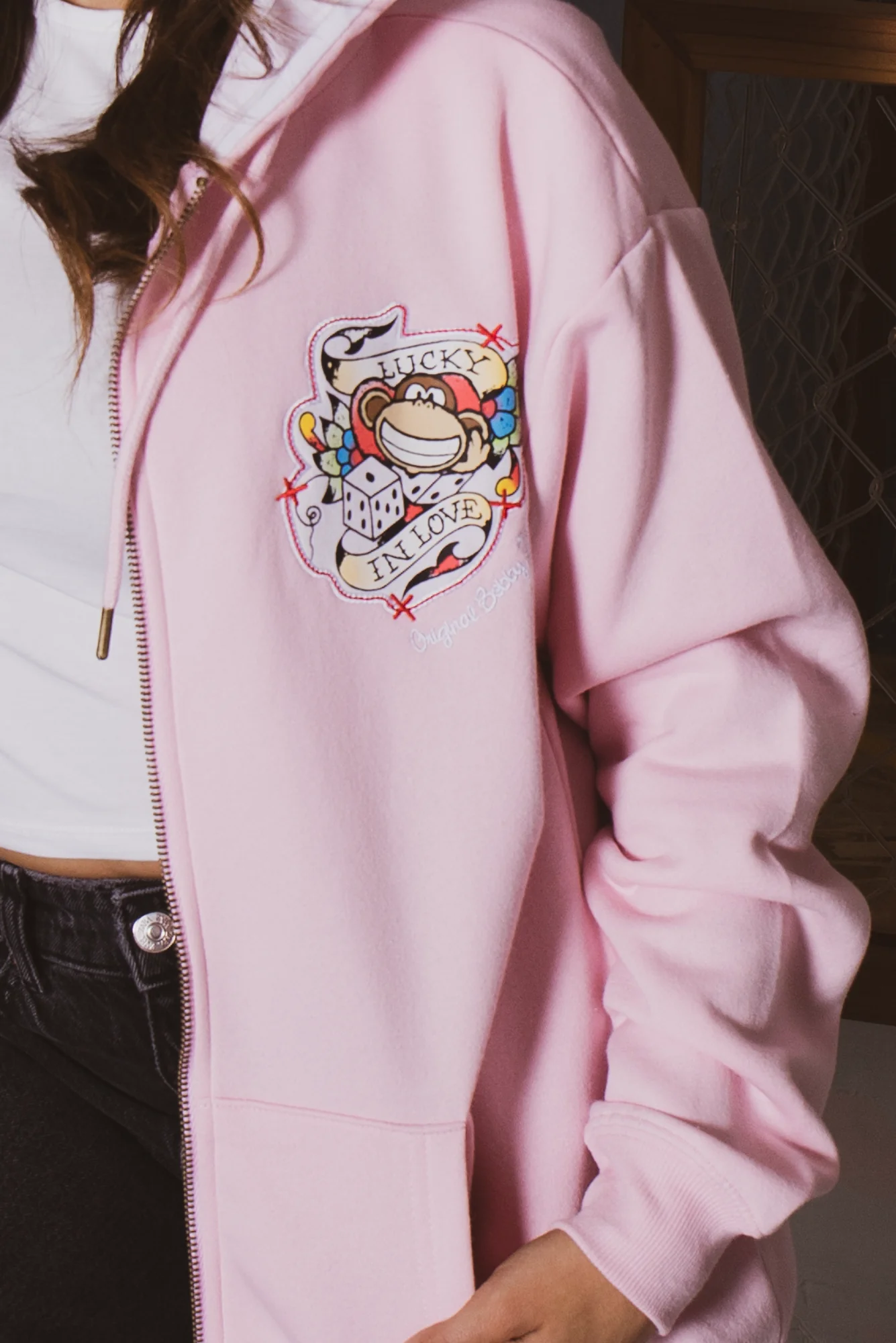 Lucky - Bobby Jack Oversized Premium Zip Hoodie - Pink - Image 4