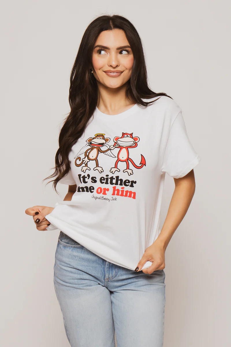 Me Or Him - Bobby Jack Unisex T-Shirt - White - Image 3