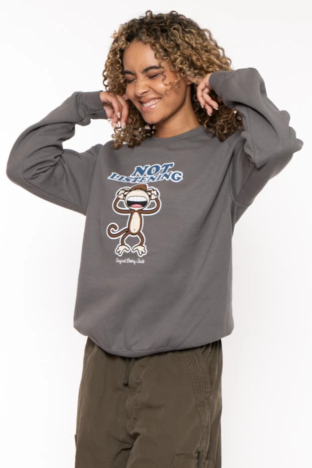 Not Listening - Bobby Jack Crew Sweatshirt - Charcoal - Image 3