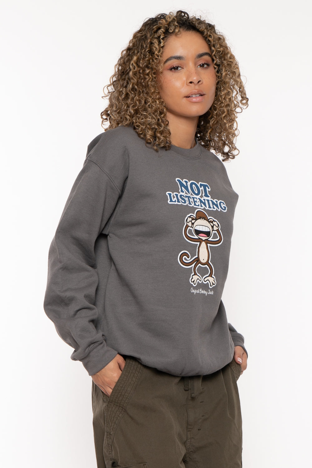 Not Listening - Bobby Jack Crew Sweatshirt - Charcoal - Image 4