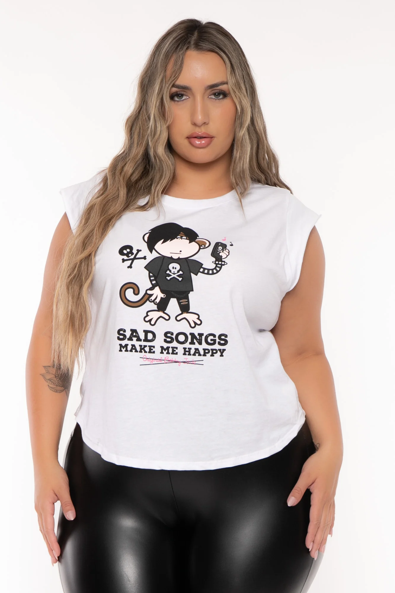 Sad Songs - Bobby Jack Muscle Tee - White - Image 4