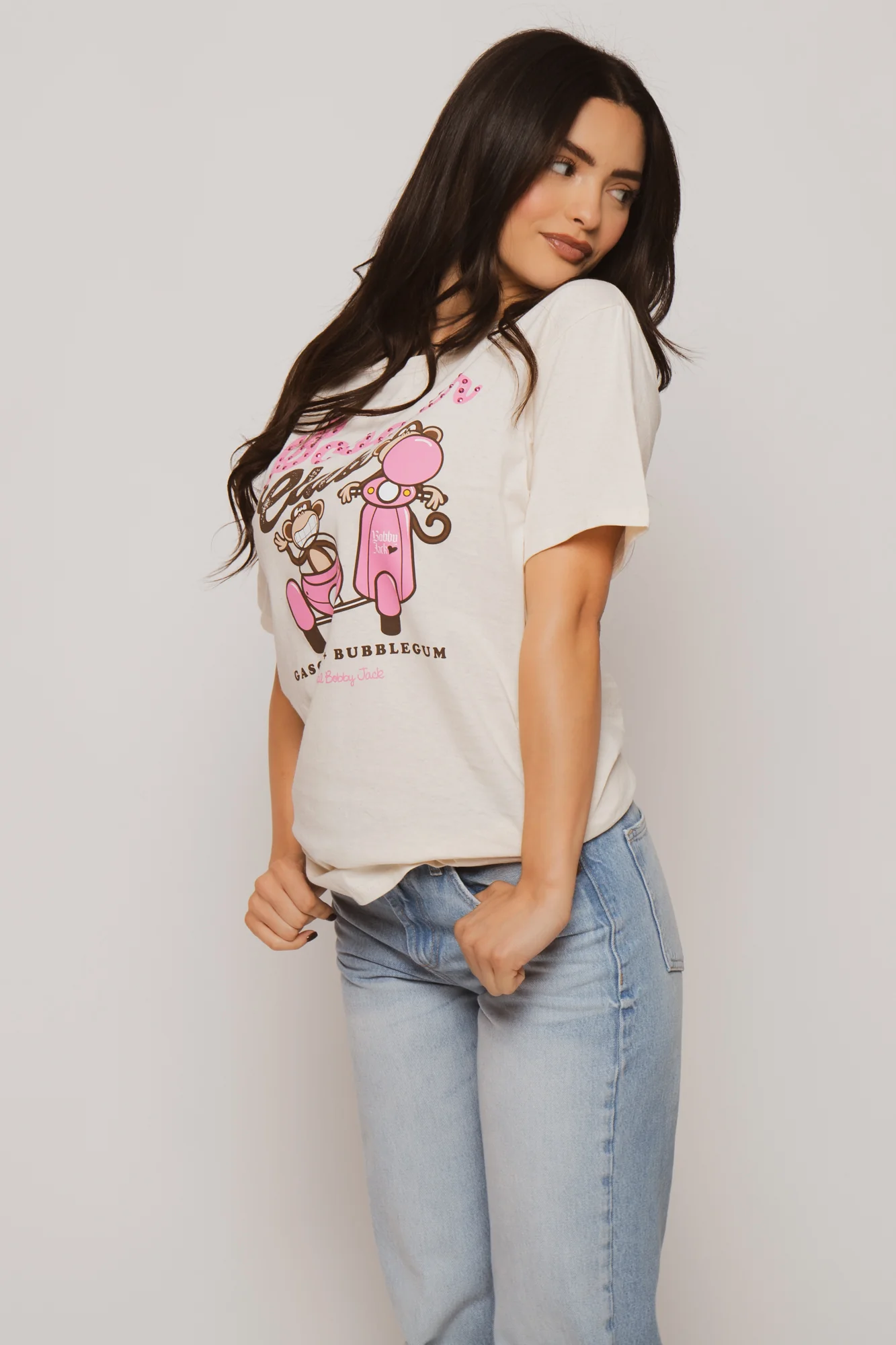 Scooter Club - Bobby Jack Boyfriend Rhinestone T-Shirt -Ivory - Image 2