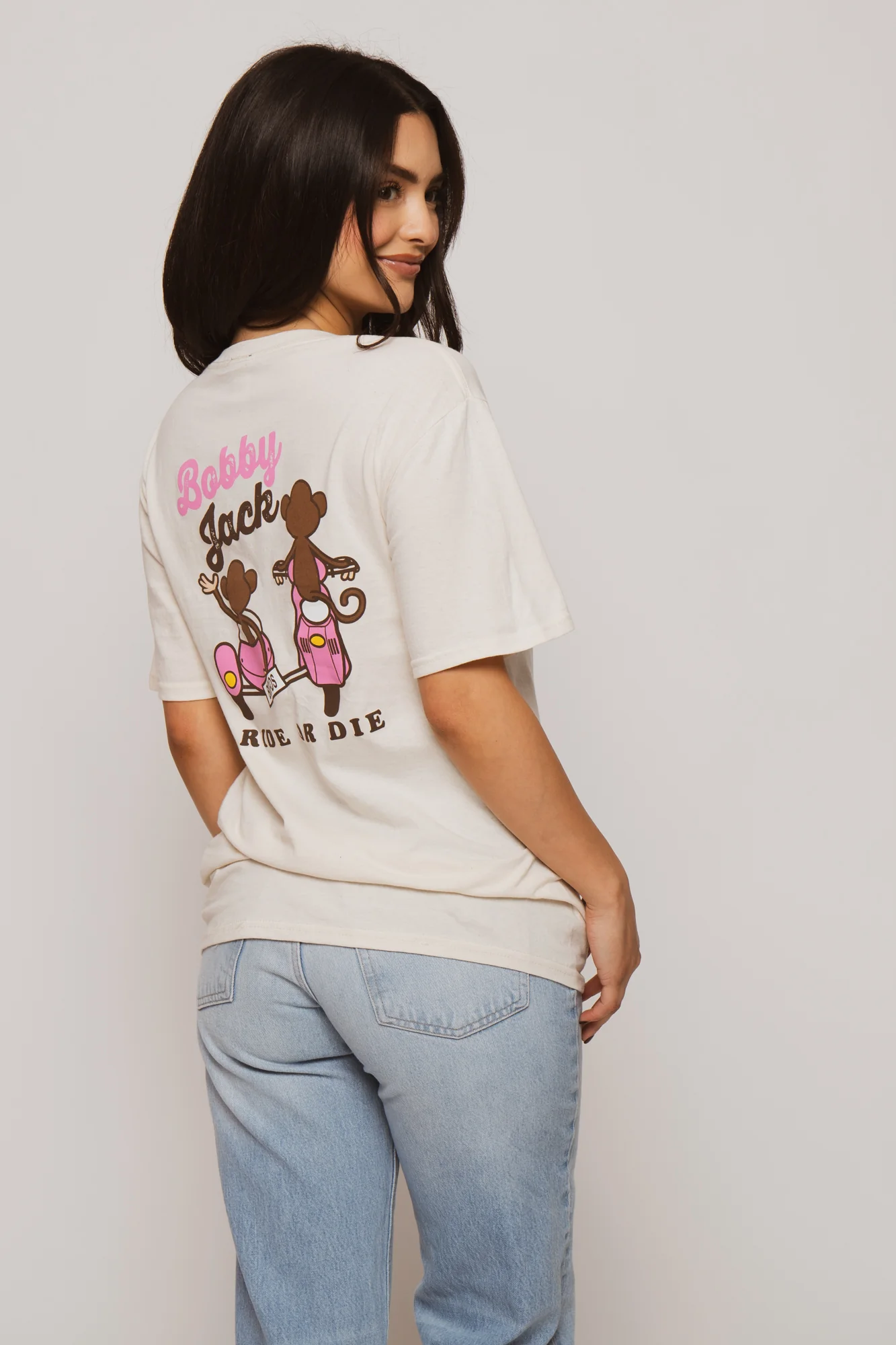 Scooter Club - Bobby Jack Boyfriend Rhinestone T-Shirt -Ivory - Image 3