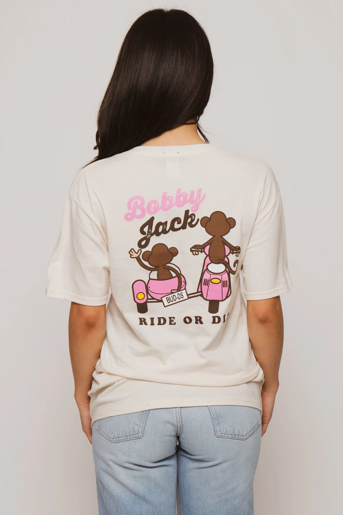 Scooter Club - Bobby Jack Boyfriend Rhinestone T-Shirt -Ivory - Image 4