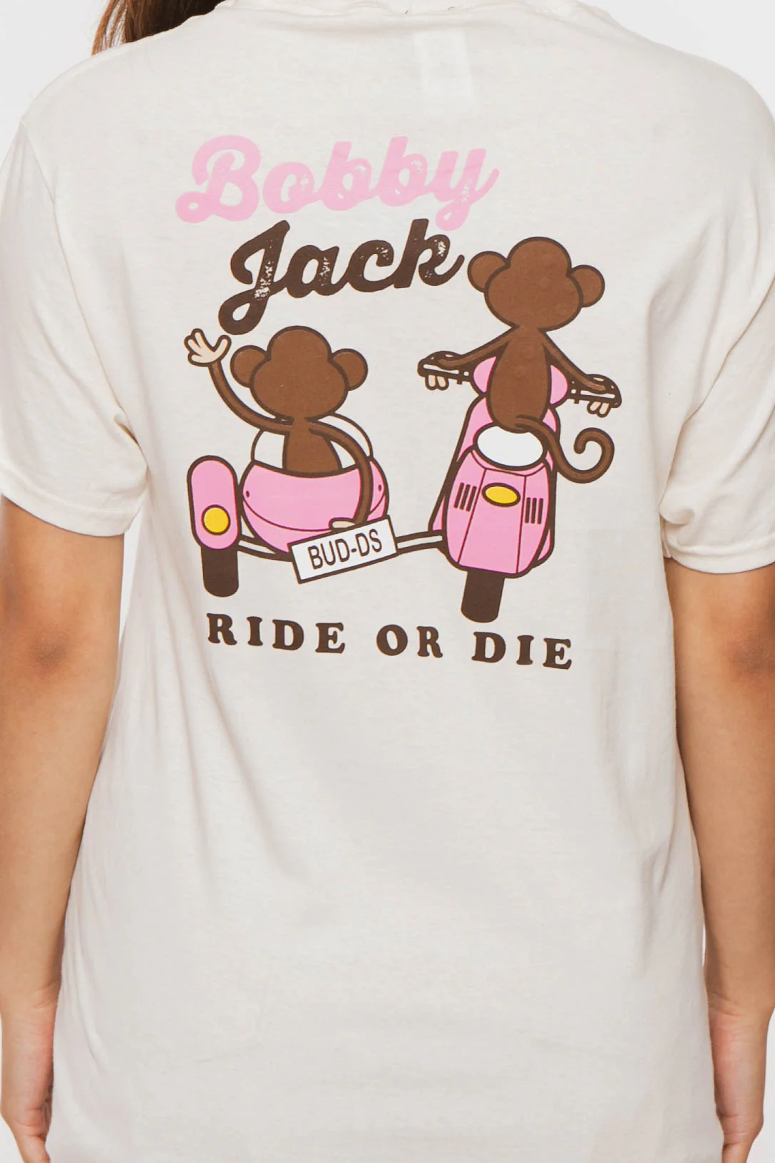 Scooter Club - Bobby Jack Boyfriend Rhinestone T-Shirt -Ivory - Image 5