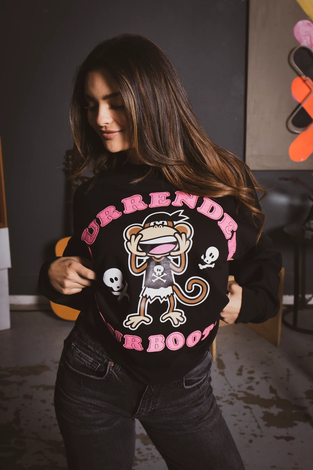 Surrender - Bobby Jack Oversized Premium Sweatshirt - Black - Image 4