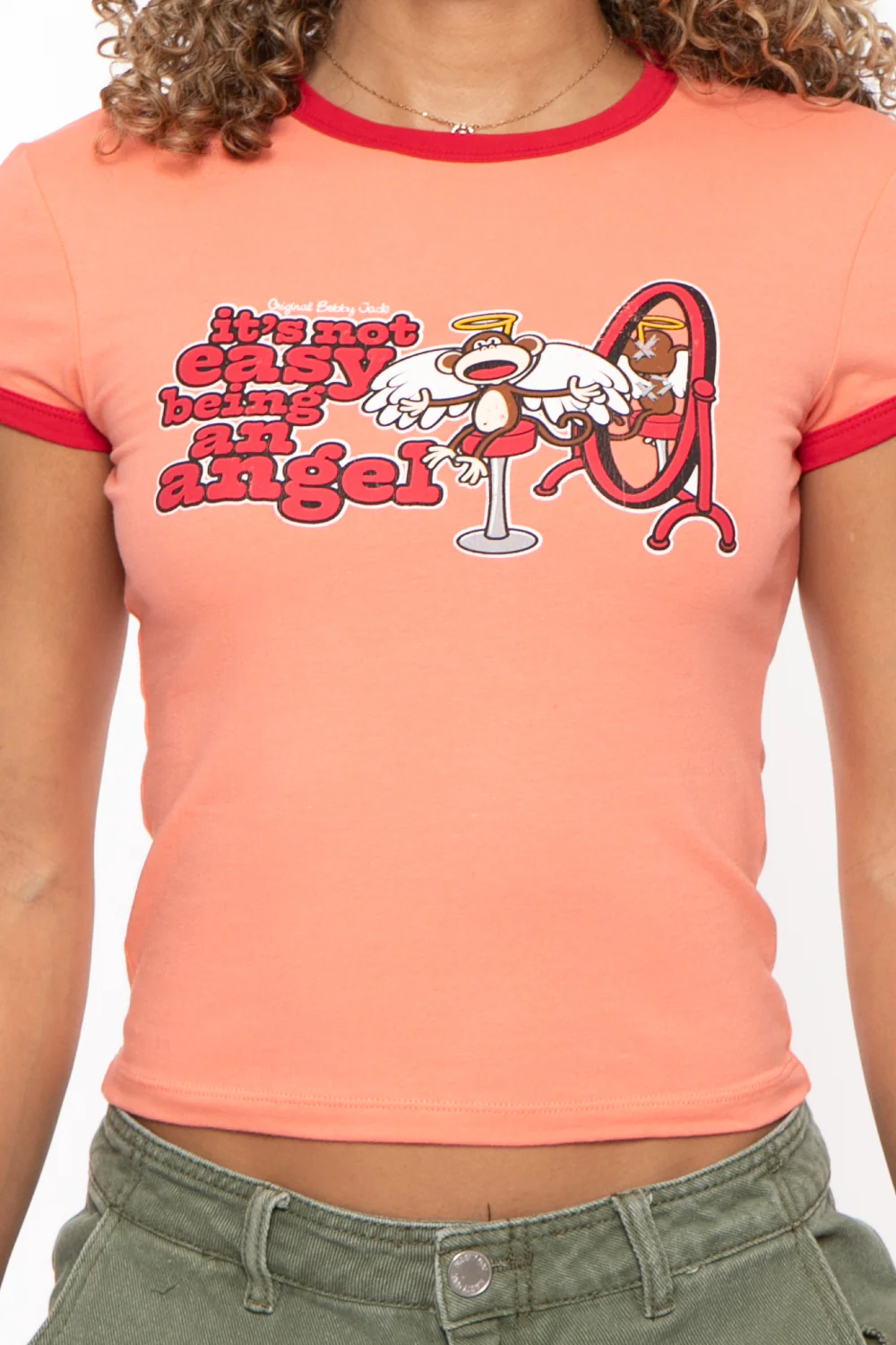 Being An Angel - Bobby Jack Ringer Top - Peach - Image 4
