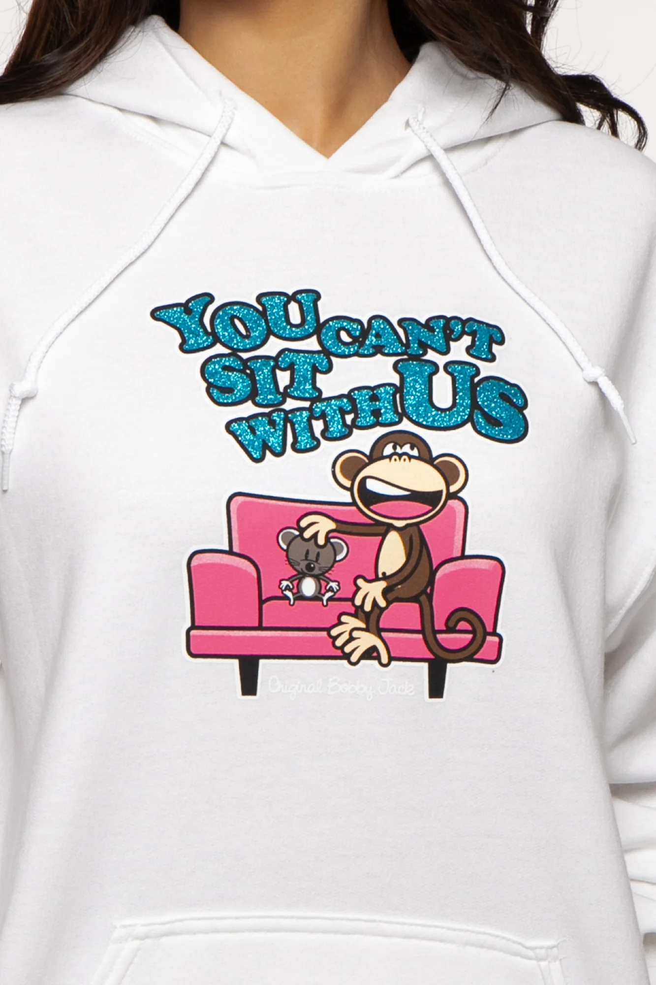 You Can't Sit - Bobby Jack Glitter Hoodie -White - Image 4